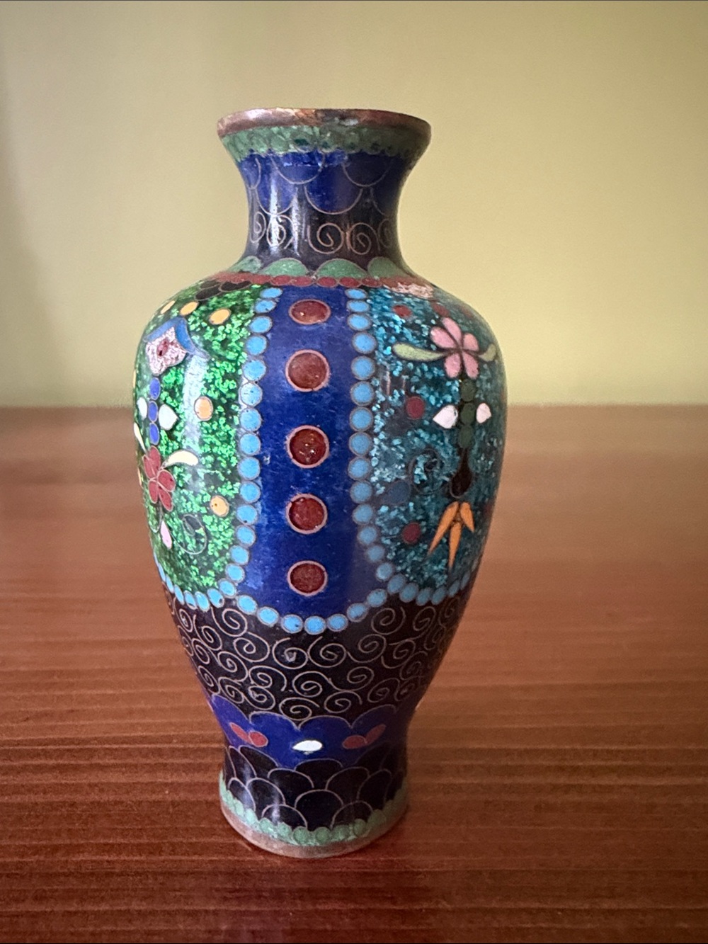 Blue Cloisonné Floral Mini Vase
